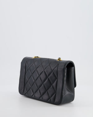 Chanel Vintage Black Small Diana Flap Bag in Lambskin Leather with 24K Gold Hardware