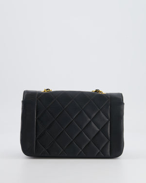 Chanel Vintage Black Small Diana Flap Bag in Lambskin Leather with 24K Gold Hardware