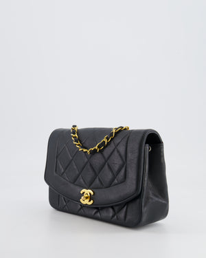 Chanel Vintage Black Small Diana Flap Bag in Lambskin Leather with 24K Gold Hardware