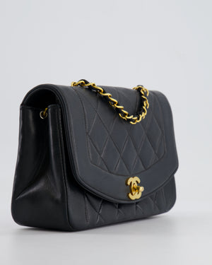 Chanel Vintage Black Small Diana Flap Bag in Lambskin Leather with 24K Gold Hardware