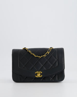 Chanel Vintage Black Small Diana Flap Bag in Lambskin Leather with 24K Gold Hardware