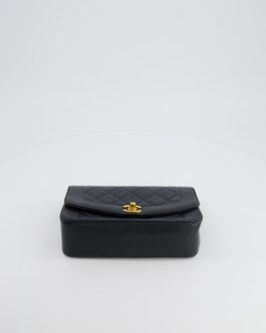 Chanel Vintage Black Small Diana Flap Bag in Lambskin Leather with 24K Gold Hardware