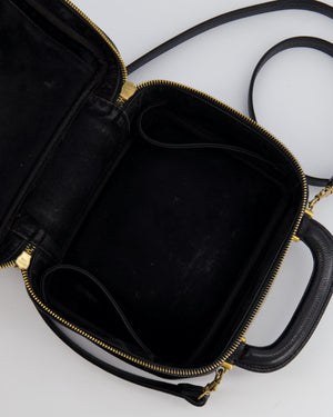 Chanel Vintage Black CC Vanity Top Handle Bag in Caviar Leather with Gold Hardware