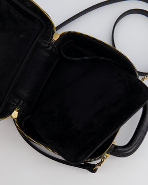 Chanel Vintage Black CC Vanity Top Handle Bag in Caviar Leather with Gold Hardware