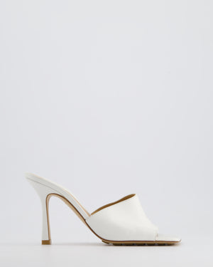 Bottega Veneta White Leather Lambskin Heeled Stretch Mules Size EU 37