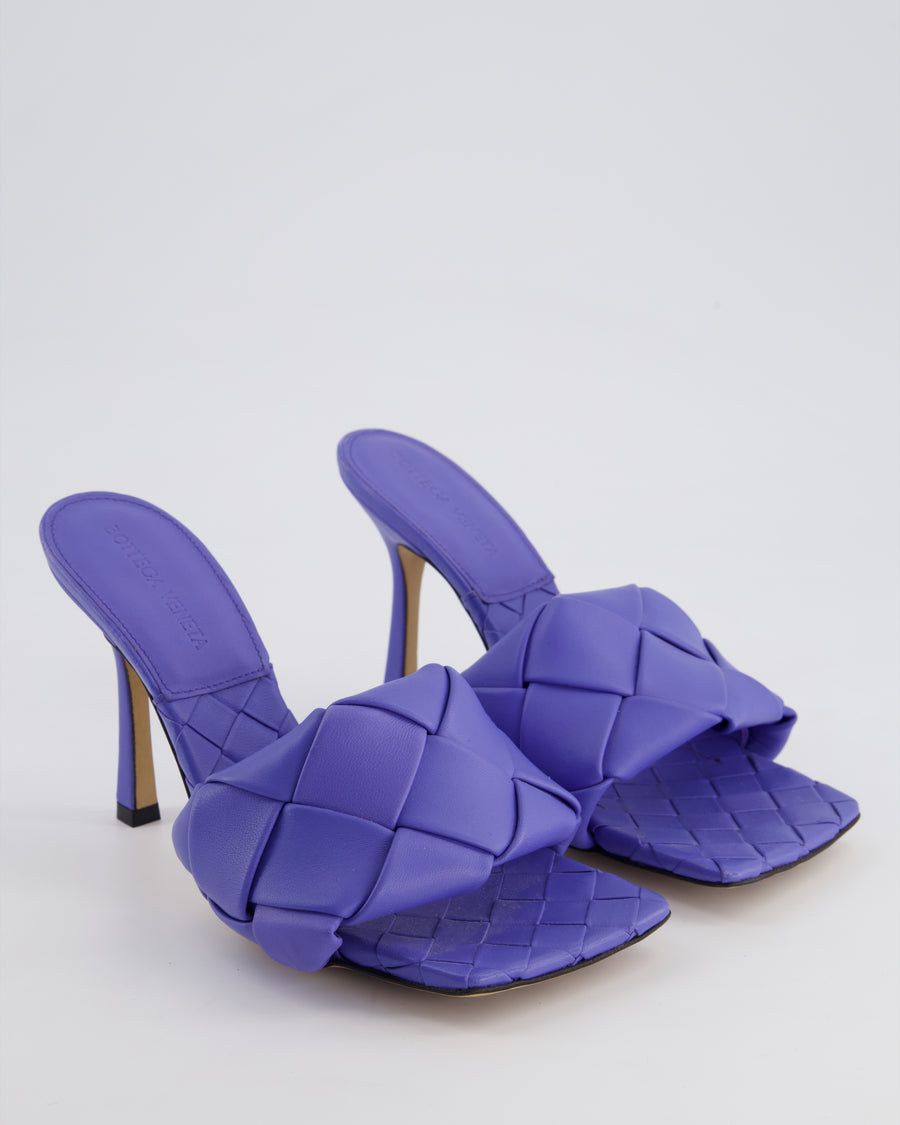 Bottega Veneta Purple Open-Toe Intrecciato Mule Heels Size EU 37