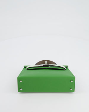 *RARE* Hermès Mini Kelly II Tricolour 20cm Bag In Vert Yucca, Vert Fizz and Etoupe Epsom Leather with Palladium Hardware