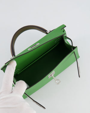 *RARE* Hermès Mini Kelly II Tricolour 20cm Bag In Vert Yucca, Vert Fizz and Etoupe Epsom Leather with Palladium Hardware