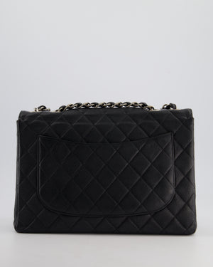 Chanel Black Vintage Quilted Caviar Square Jumbo Classic Single Flap Bag with Silver Hardware