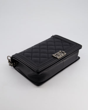 Chanel Black Medium Boy Bag in Lambskin Leather with Ruthenium Hardware