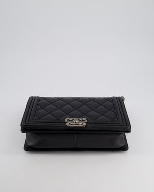 Chanel Black Medium Boy Bag in Lambskin Leather with Ruthenium Hardware