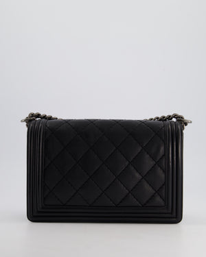 Chanel Black Medium Boy Bag in Lambskin Leather with Ruthenium Hardware