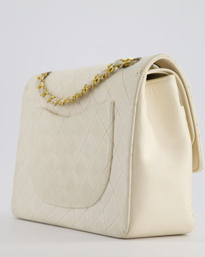 Chanel Vintage White Medium Classic Double Flap Bag in Lambskin Leather with 24K Gold Hardware