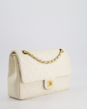 Chanel Vintage White Medium Classic Double Flap Bag in Lambskin Leather with 24K Gold Hardware