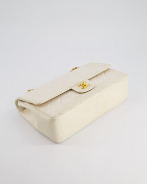 Chanel Vintage White Medium Classic Double Flap Bag in Lambskin Leather with 24K Gold Hardware