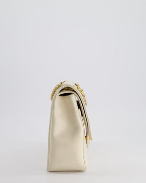 Chanel Vintage White Medium Classic Double Flap Bag in Lambskin Leather with 24K Gold Hardware