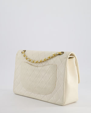 Chanel Vintage White Medium Classic Double Flap Bag in Lambskin Leather with 24K Gold Hardware