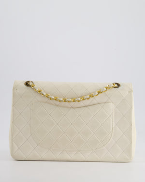 Chanel Vintage White Medium Classic Double Flap Bag in Lambskin Leather with 24K Gold Hardware