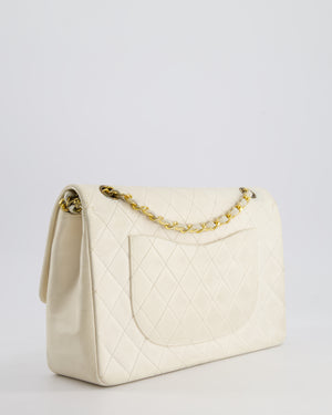 Chanel Vintage White Medium Classic Double Flap Bag in Lambskin Leather with 24K Gold Hardware