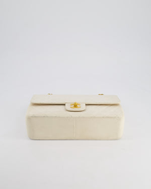 Chanel Vintage White Medium Classic Double Flap Bag in Lambskin Leather with 24K Gold Hardware