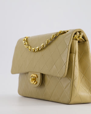 Chanel Vintage Beige Medium Double Flap Bag in Lambskin Leather with 24K Gold Hardware