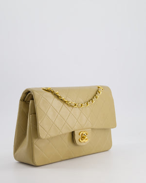 Chanel Vintage Beige Medium Double Flap Bag in Lambskin Leather with 24K Gold Hardware