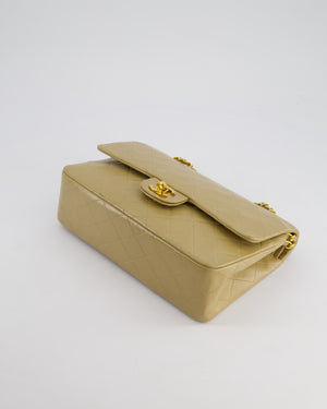 Chanel Vintage Beige Medium Double Flap Bag in Lambskin Leather with 24K Gold Hardware