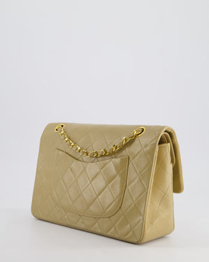 Chanel Vintage Beige Medium Double Flap Bag in Lambskin Leather with 24K Gold Hardware