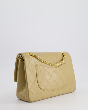 Chanel Vintage Beige Medium Double Flap Bag in Lambskin Leather with 24K Gold Hardware