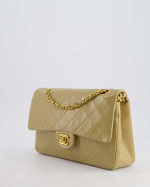 Chanel Vintage Beige Medium Double Flap Bag in Lambskin Leather with 24K Gold Hardware