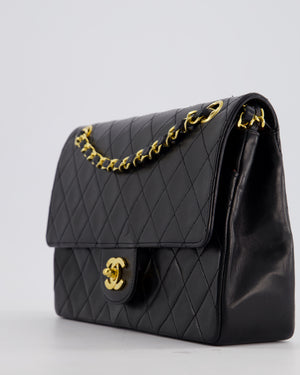 Chanel Vintage Black Medium Classic Double Flap Bag in Lambskin Leather with 24K Gold Hardware