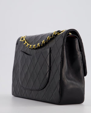 Chanel Vintage Black Medium Classic Double Flap Bag in Lambskin Leather with 24K Gold Hardware