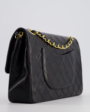 Chanel Vintage Black Medium Classic Double Flap Bag in Lambskin Leather with 24K Gold Hardware