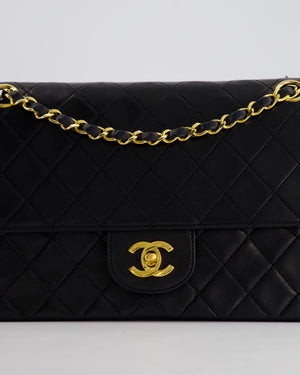 Chanel Vintage Black Medium Classic Double Flap Bag in Lambskin Leather with 24K Gold Hardware