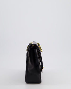 Chanel Vintage Black Medium Classic Double Flap Bag in Lambskin Leather with 24K Gold Hardware