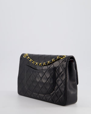 Chanel Vintage Black Medium Classic Double Flap Bag in Lambskin Leather with 24K Gold Hardware