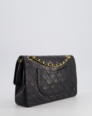 Chanel Vintage Black Medium Classic Double Flap Bag in Lambskin Leather with 24K Gold Hardware