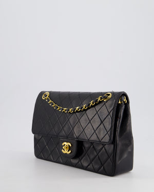 Chanel Vintage Black Medium Classic Double Flap Bag in Lambskin Leather with 24K Gold Hardware