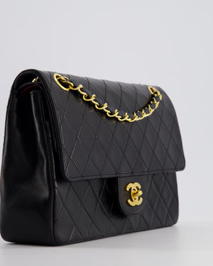 Chanel Vintage Black Medium Classic Double Flap Bag in Lambskin Leather with 24K Gold Hardware