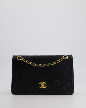 Chanel Vintage Black Medium Classic Double Flap Bag in Lambskin Leather with 24K Gold Hardware