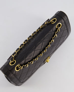 Chanel Black Double Flap Bag in Lambskin Leather with Mixed Hardware