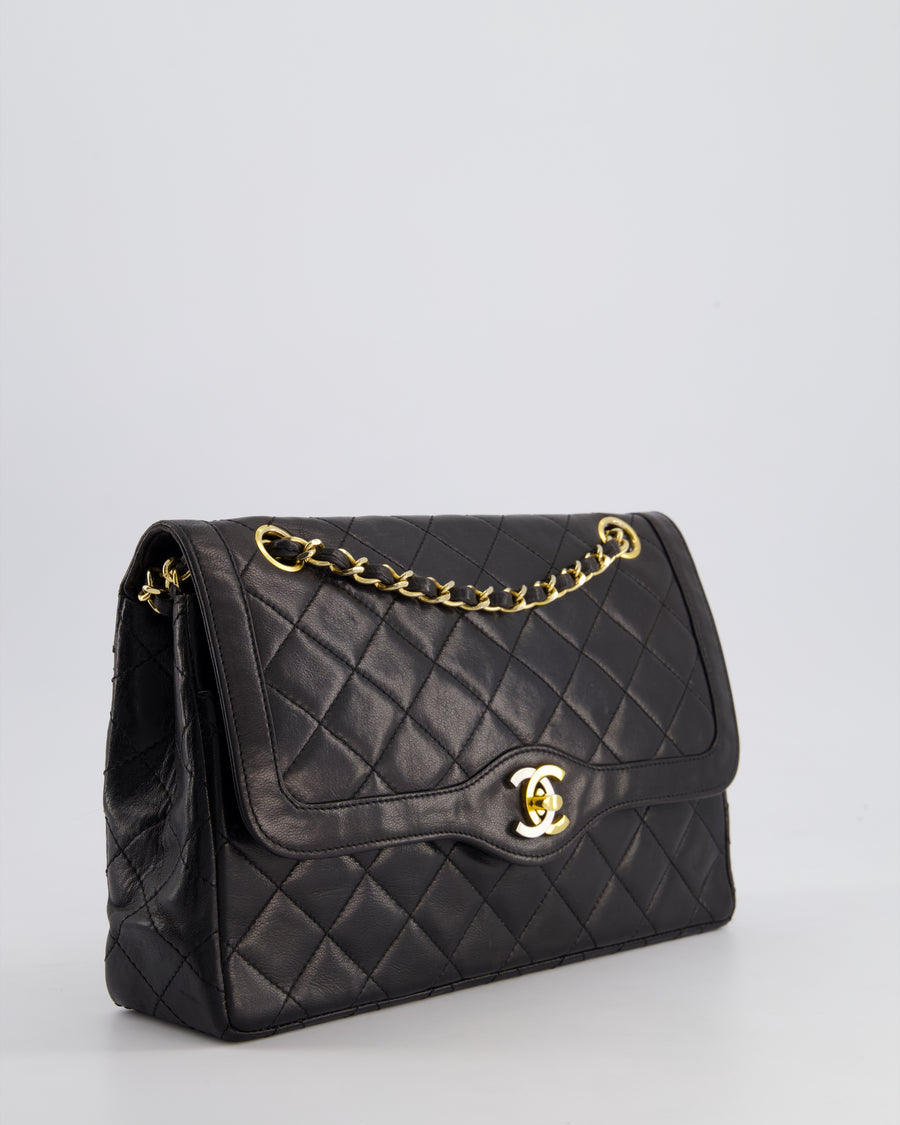 Chanel Black Double Flap Bag in Lambskin Leather with Mixed Hardware