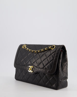 Chanel Black Double Flap Bag in Lambskin Leather with Mixed Hardware