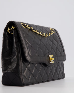 Chanel Black Double Flap Bag in Lambskin Leather with Mixed Hardware