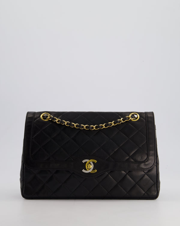 Chanel Black Double Flap Bag in Lambskin Leather with Mixed Hardware