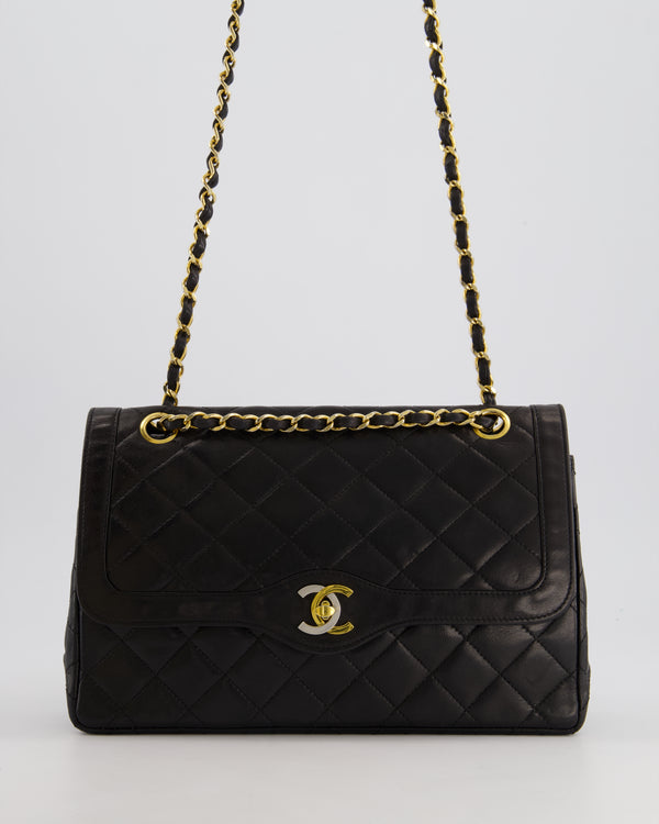 Chanel Black Double Flap Bag in Lambskin Leather with Mixed Hardware