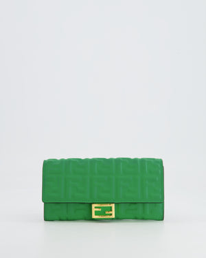 *FIRE PRICE* Fendi Green FF Baguette on Chain Leather Bag with Gold Hardware