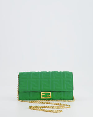 *FIRE PRICE* Fendi Green FF Baguette on Chain Leather Bag with Gold Hardware