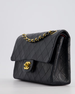 Chanel Black Vintage Classic Small Double Flap Bag in Lambskin Leather with 24K Gold Hardware