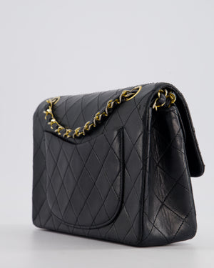 Chanel Black Vintage Classic Small Double Flap Bag in Lambskin Leather with 24K Gold Hardware